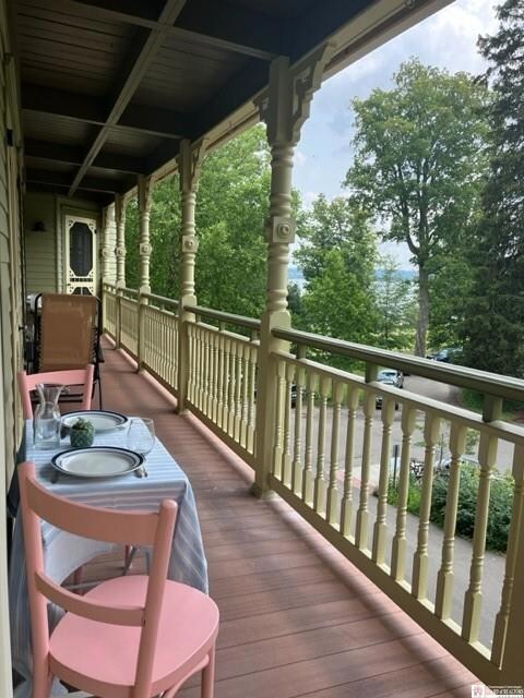 Sneak a peek at the lake while indulging on your o