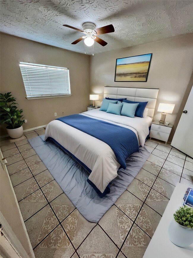 Virtually staged primary bedroom