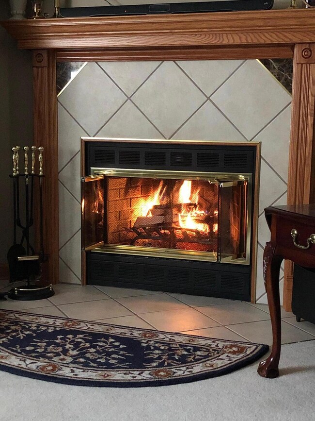 Fireplace lit