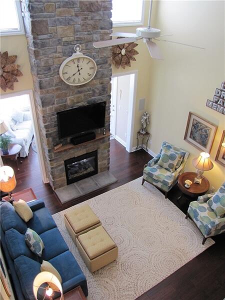 Two story open family room with extra windows.