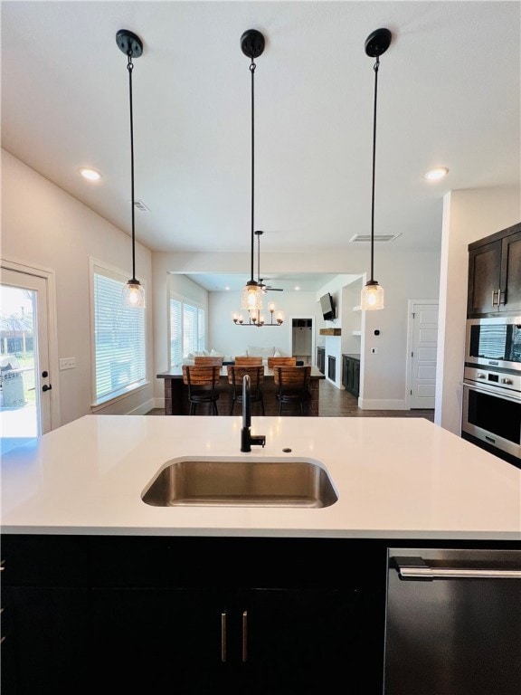 Kitchen through to living room