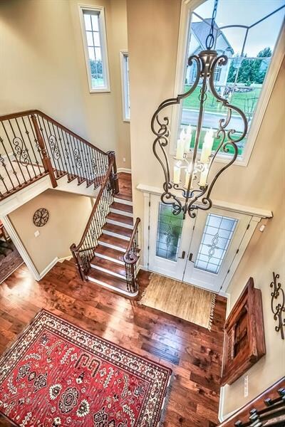 Grande 2 Story Entry Foyer with Fireplace View, Ha