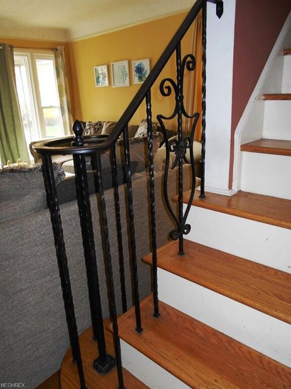 Detail of the ornamental ironwork on the stairway 