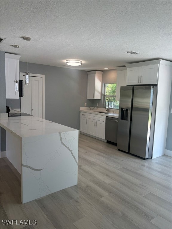 Kitchen with fridge, dishwashing machine, a textur