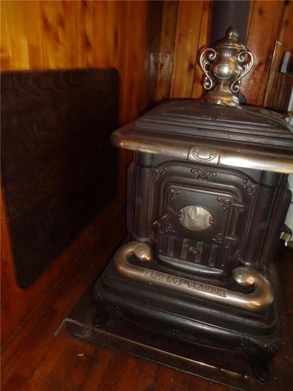 Wood stove for heat.