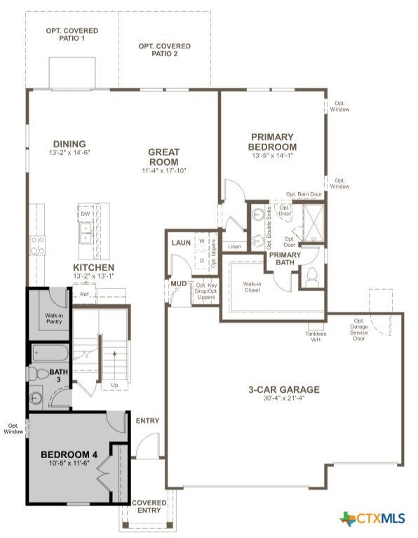 Elderberry 1st Floorplan w.4th Bedroom & 3rd Bath