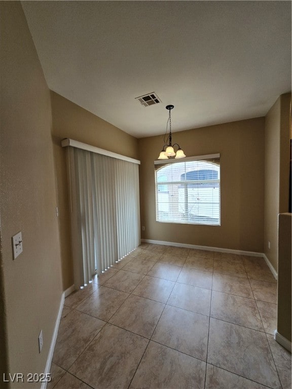 Unfurnished dining area featuring an inviting chan