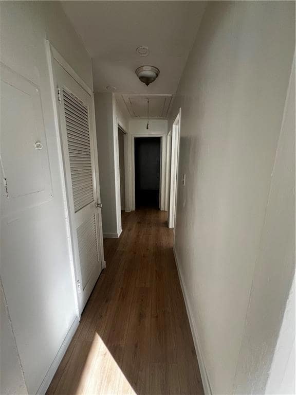 Hall featuring dark hardwood / wood-style floors