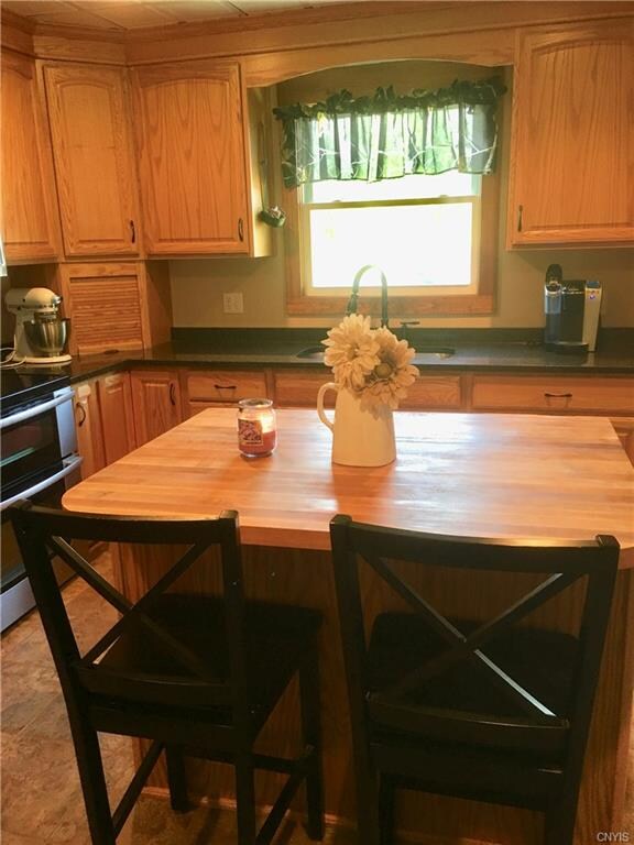 Kitchen with butcher block island