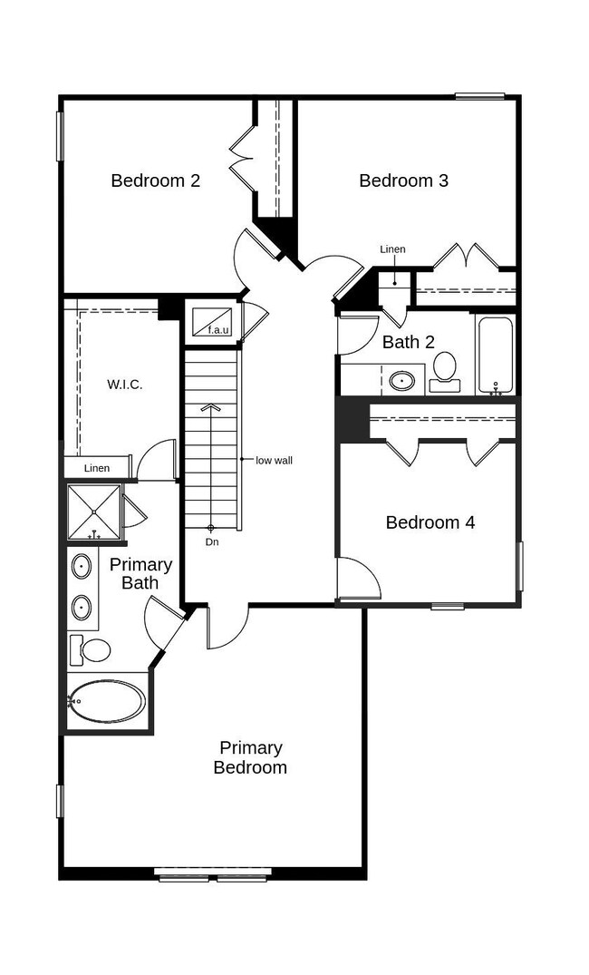 This floor plan features 4 bedrooms, 2 full baths,