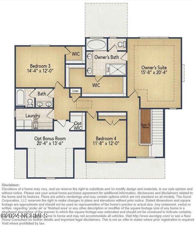 Grantham Second Floor Elevation with Dis