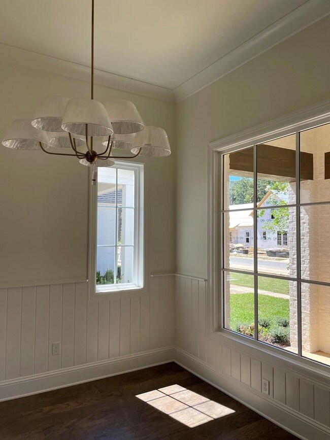 Pretty light, accent trim and view to the park.