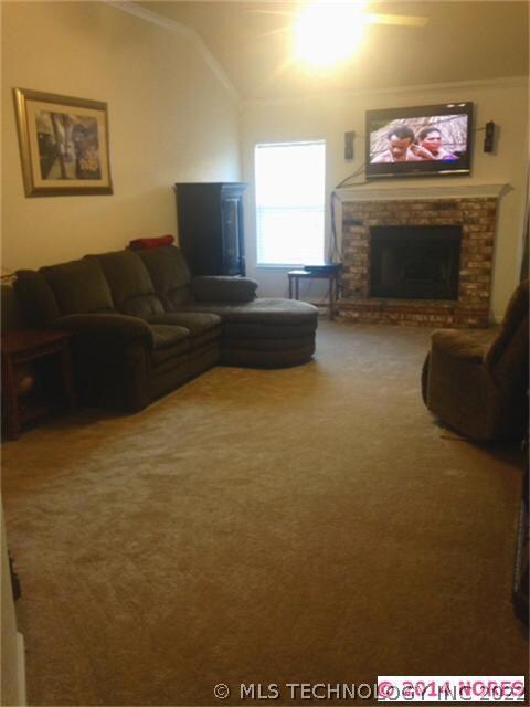 Brick fireplace