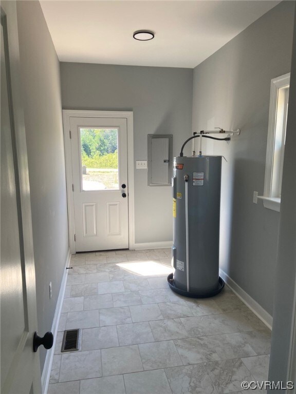 Utility room with electric water heater & washer d
