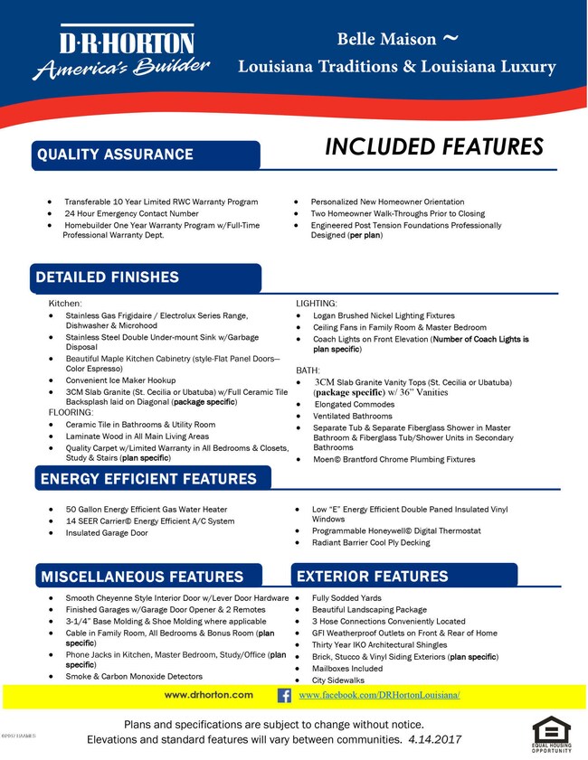 Belle Maison Included Features 4.14