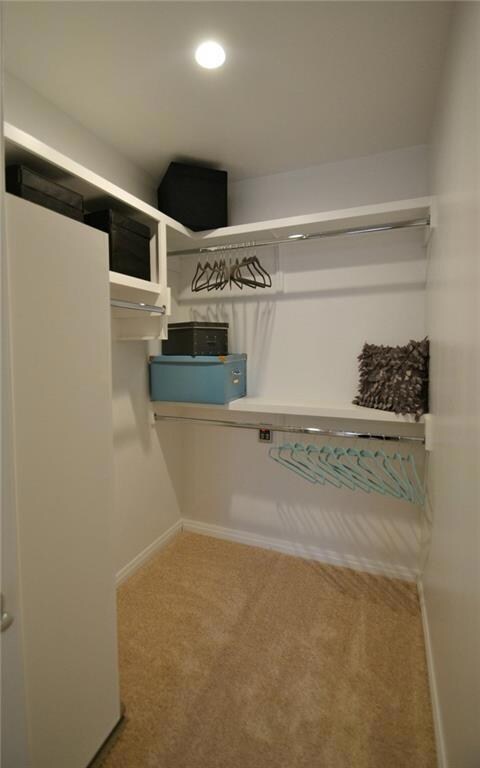 Spacious closet with carpet