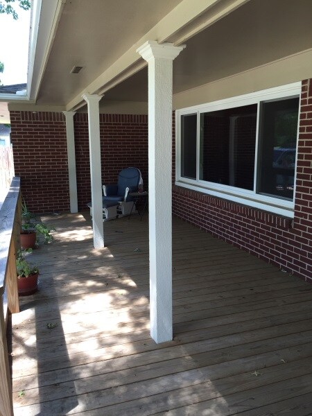 Covered porch for your morning beverage.