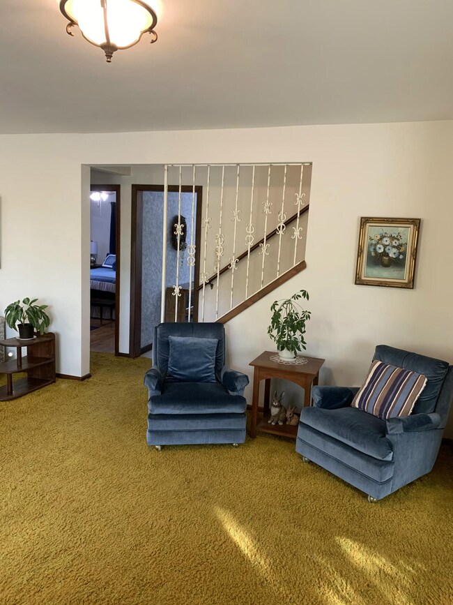 living room open to stairs