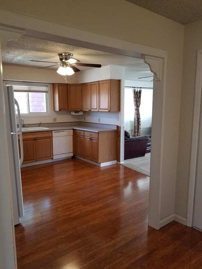 View of kitchen from dining room