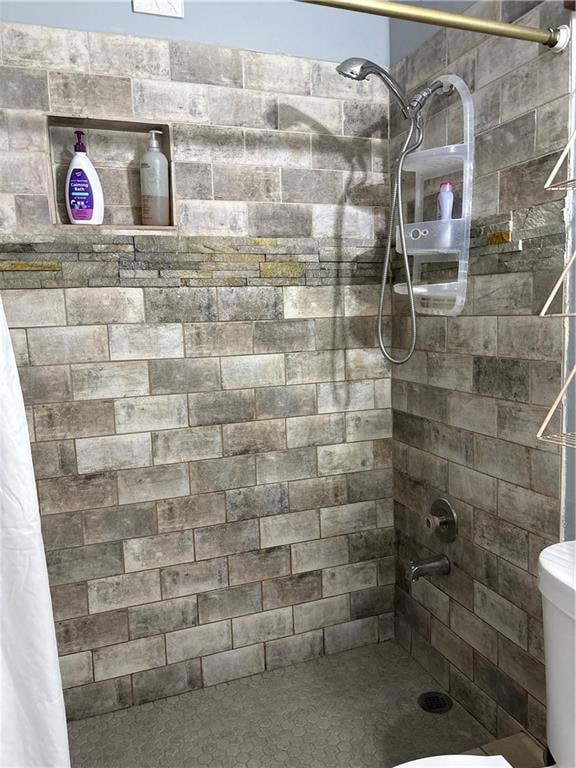 Tiled shower floor and walls