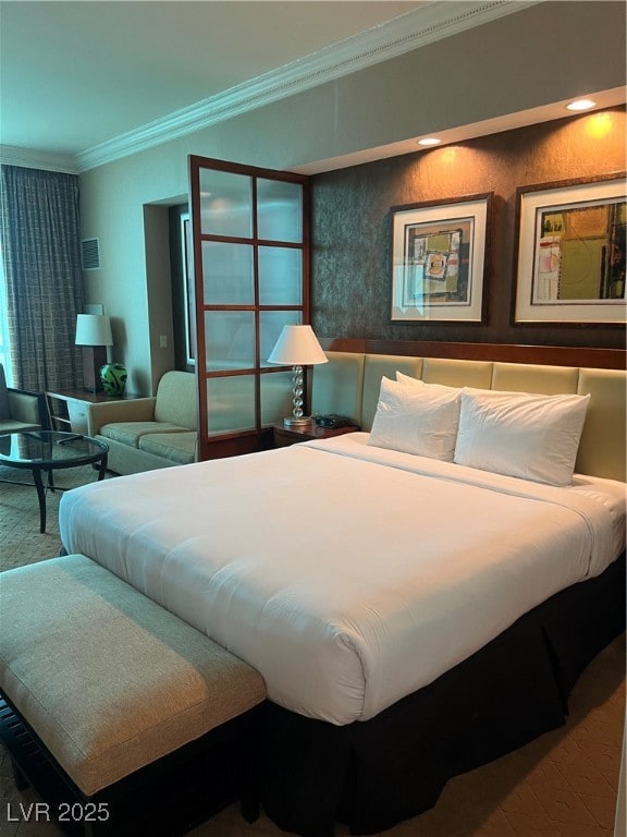 Bedroom featuring ornamental molding