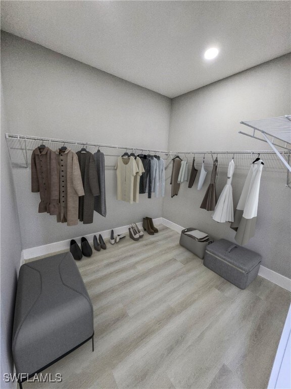 Spacious closet featuring hardwood / wood-style fl