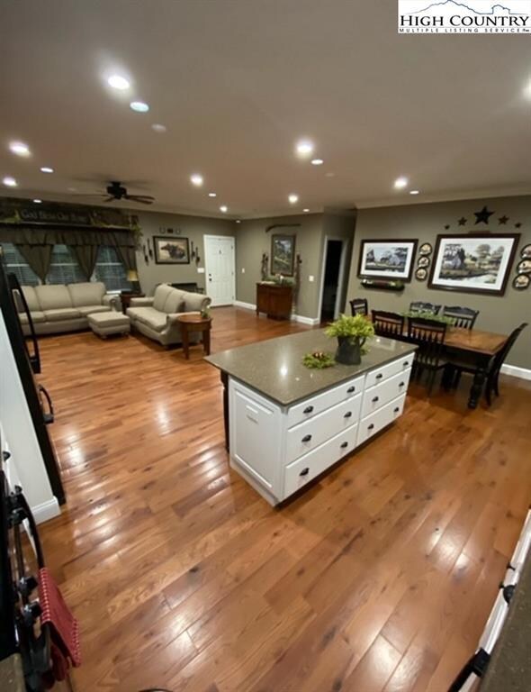 The island is the focal point in this great room.