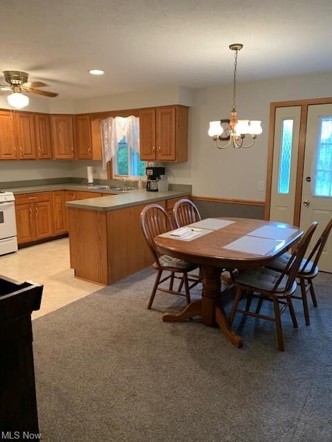 New carpet and fresh paint extends to dining and k