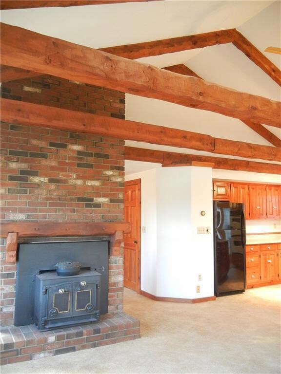 Wood stove keeps the living room...