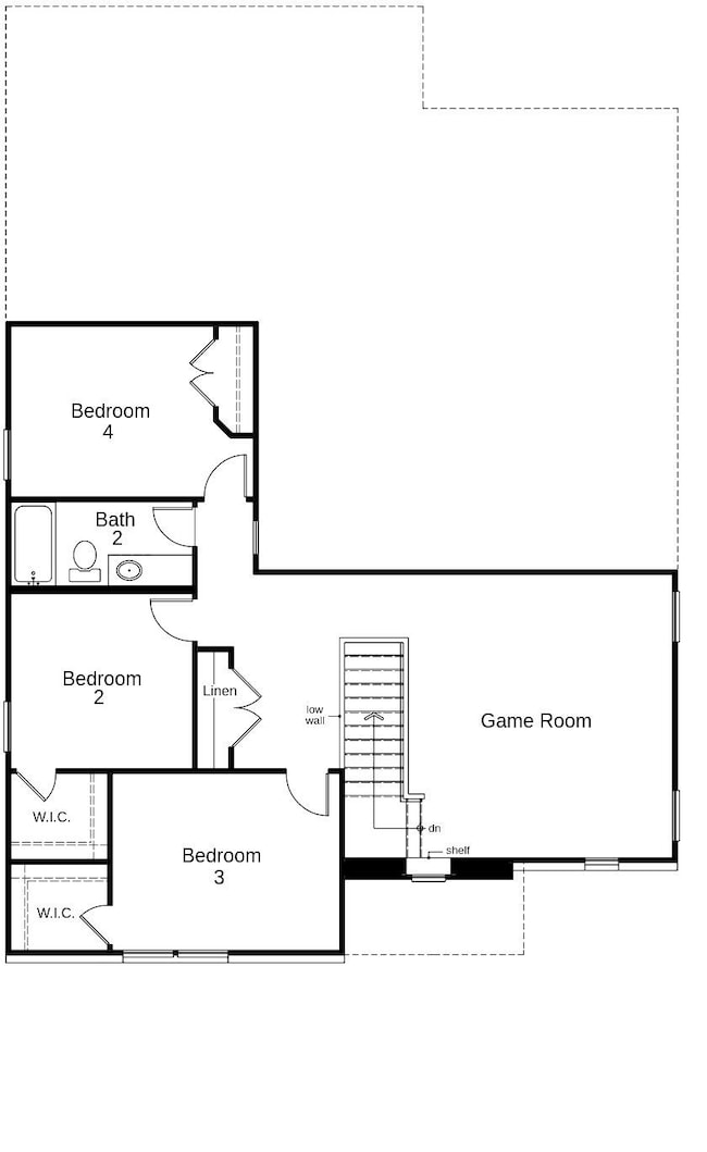 This plan features 4 bedrooms, 2 bath, 1 half bath