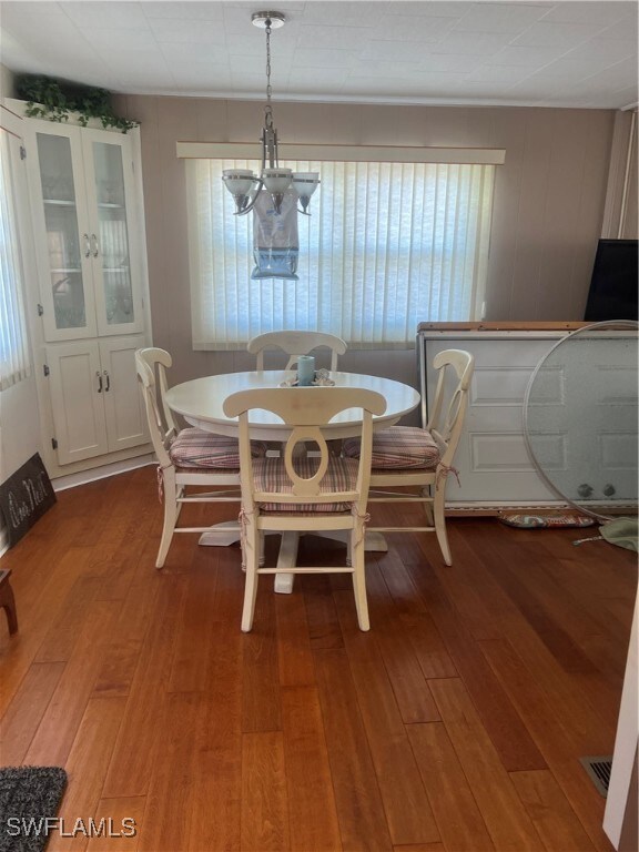 Dining space featuring wood finished floors, an in