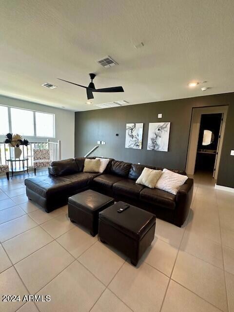 Family Room sofa and top of stairs
