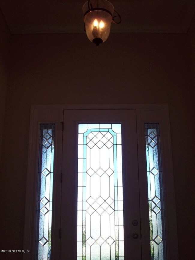 Leaded Glass Front Door in Foyer