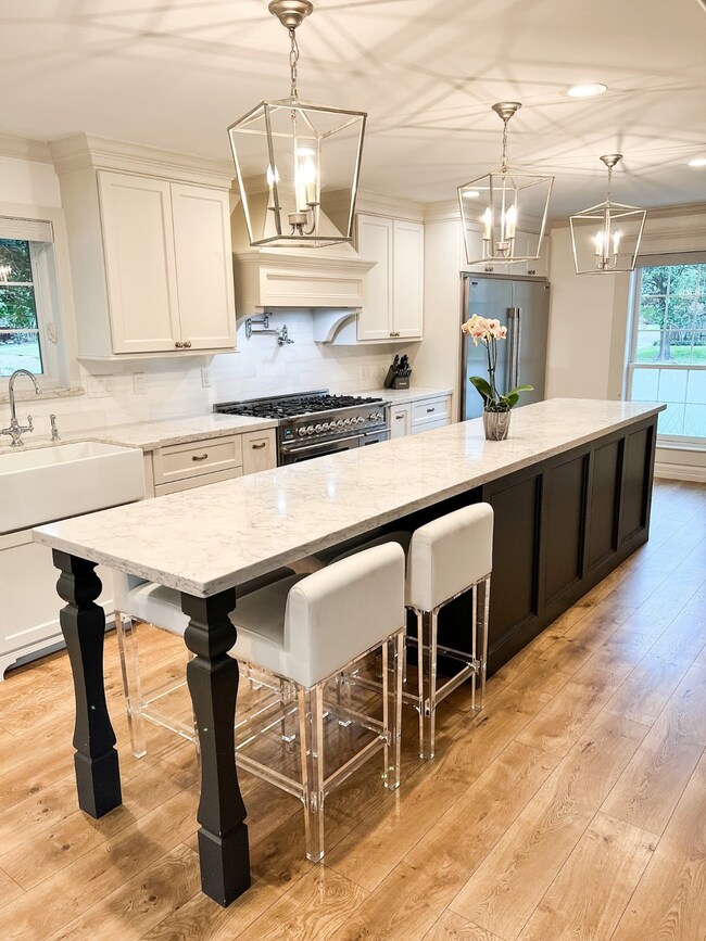 Large kitchen open to living and dining room.