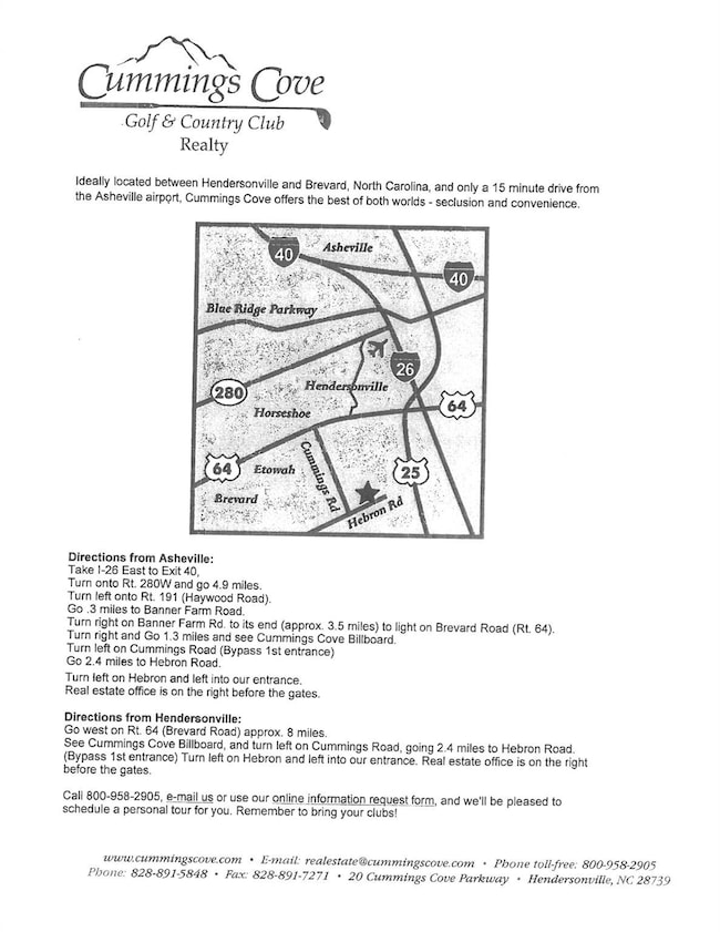 Map to Sales and Information Center