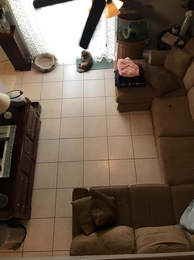 living room looking down from master