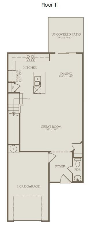 The Kitchen includes white cabinetry, quartz countertops, subway tile backsplash and stainless steel appliances. The open concept layout offered by the 