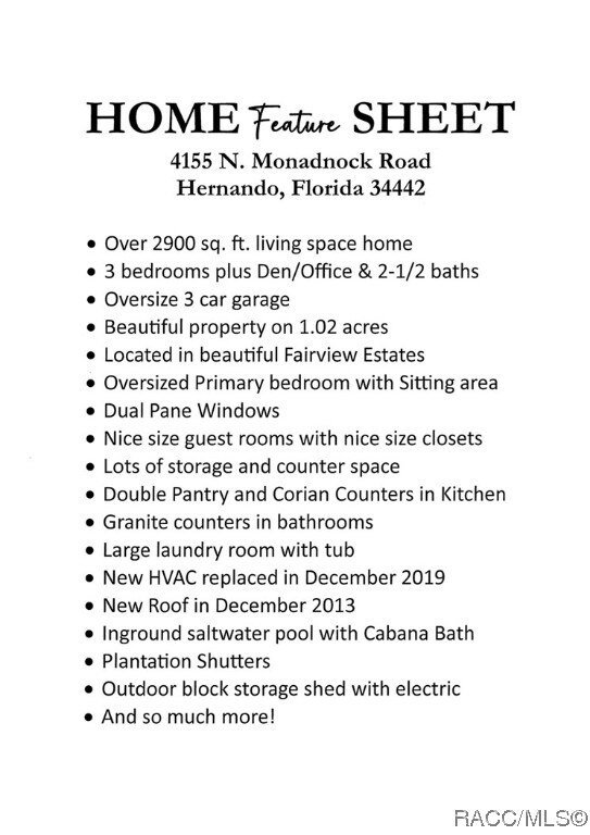 Correction: Roof is 2019 and HVAC is 2013