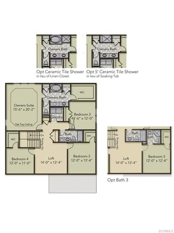 Second Floor layout - home has the optional Cerami