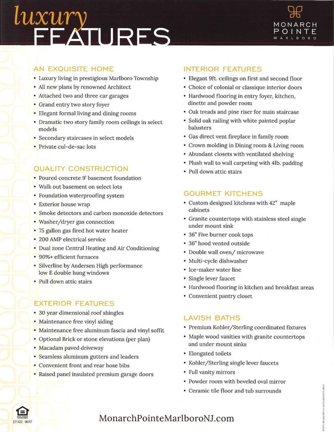 Monarch Pointe Interior Features