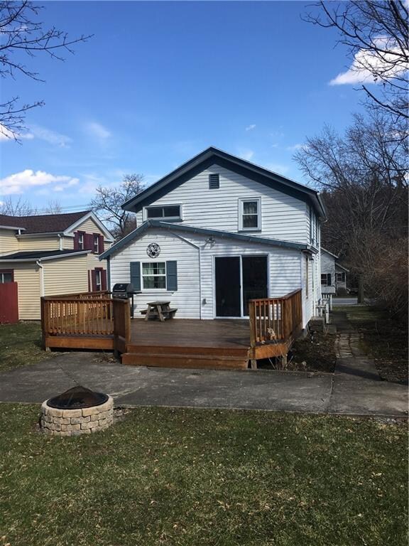 Rear. New deck and fire pit