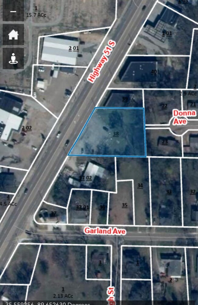 Aerial overview of property's location with property boundaries highlighted