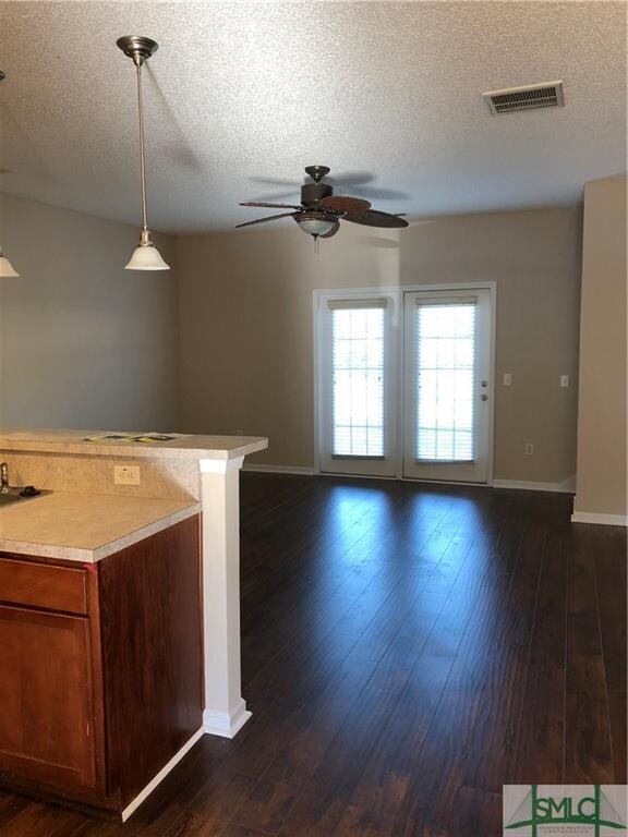 View from dining room to great room.  Beautiful ce