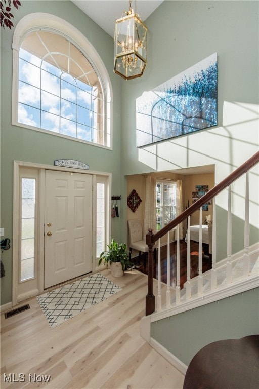 Entryway with vaulted ceiling