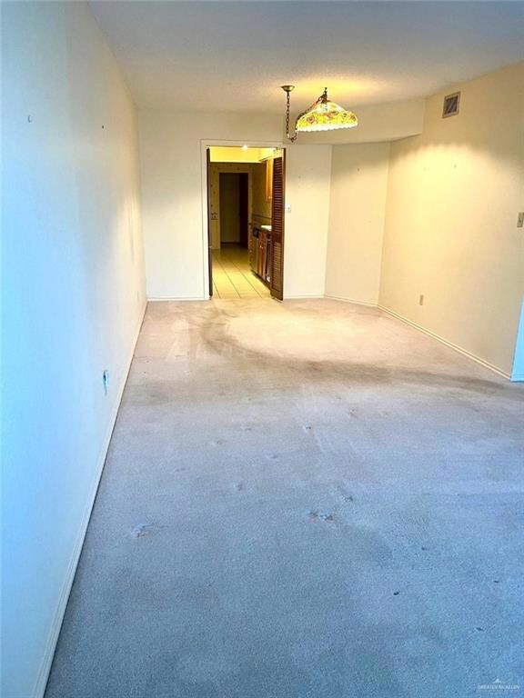 Unfurnished room with light carpet