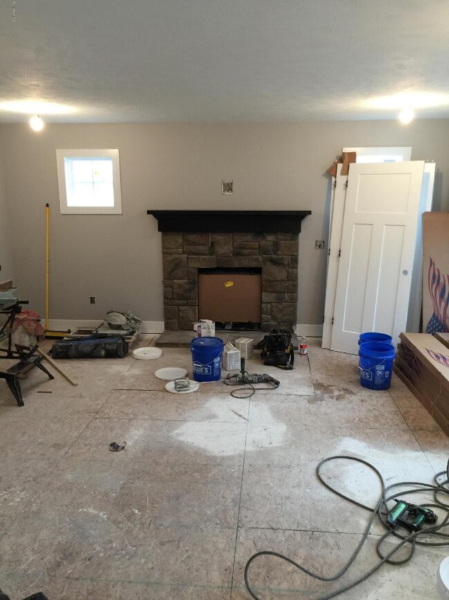 Living Room with Stone Fireplace