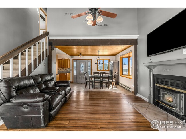 Spacious Living Room with wood Fireplace
