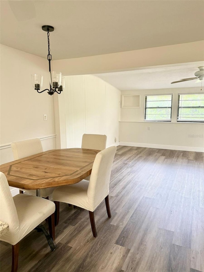 Kitchen and dining room overlook spacious living room