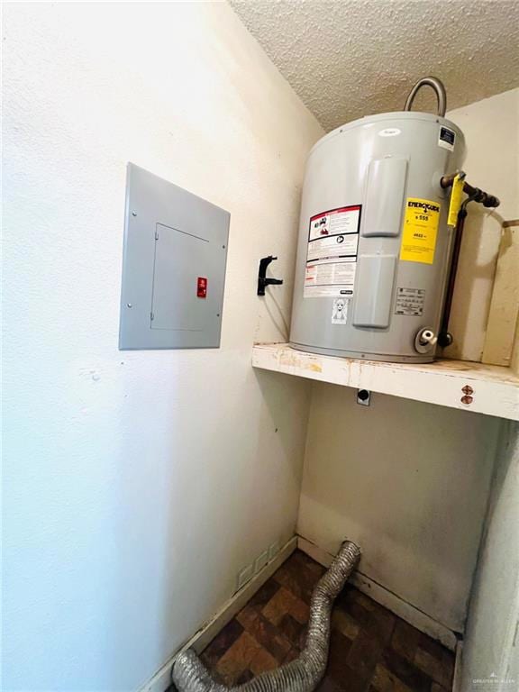 Utility room with electric water heater and electric panel