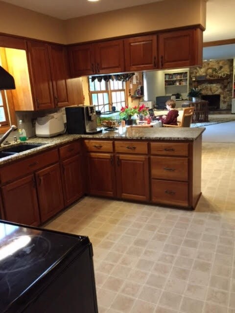 kitchen, dining area and family room